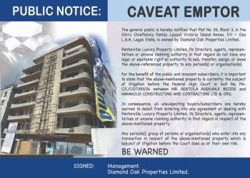Diamond Oak Raises Alarm Over Oniru Property Fraud, Cautions Buyers Against Pentonville Luxury Property Limited